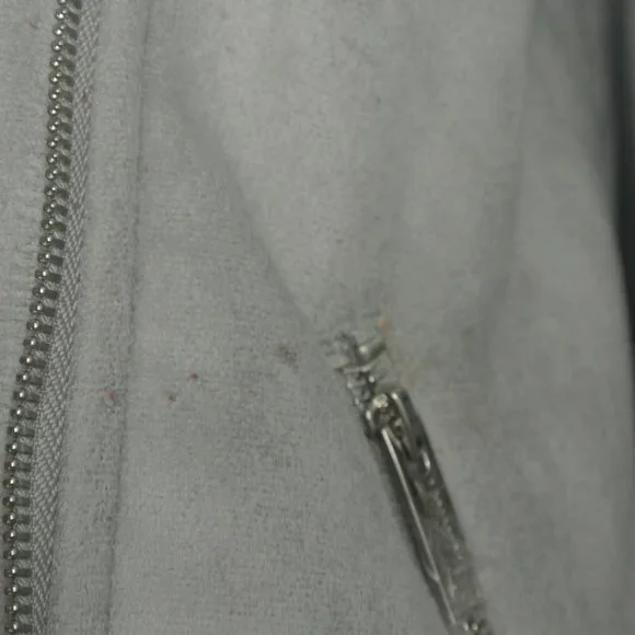 Hollister Biker Jacket Small Faux Suede Fur Grey Plush Super Soft NEW With Defec - Picture 11 of 14